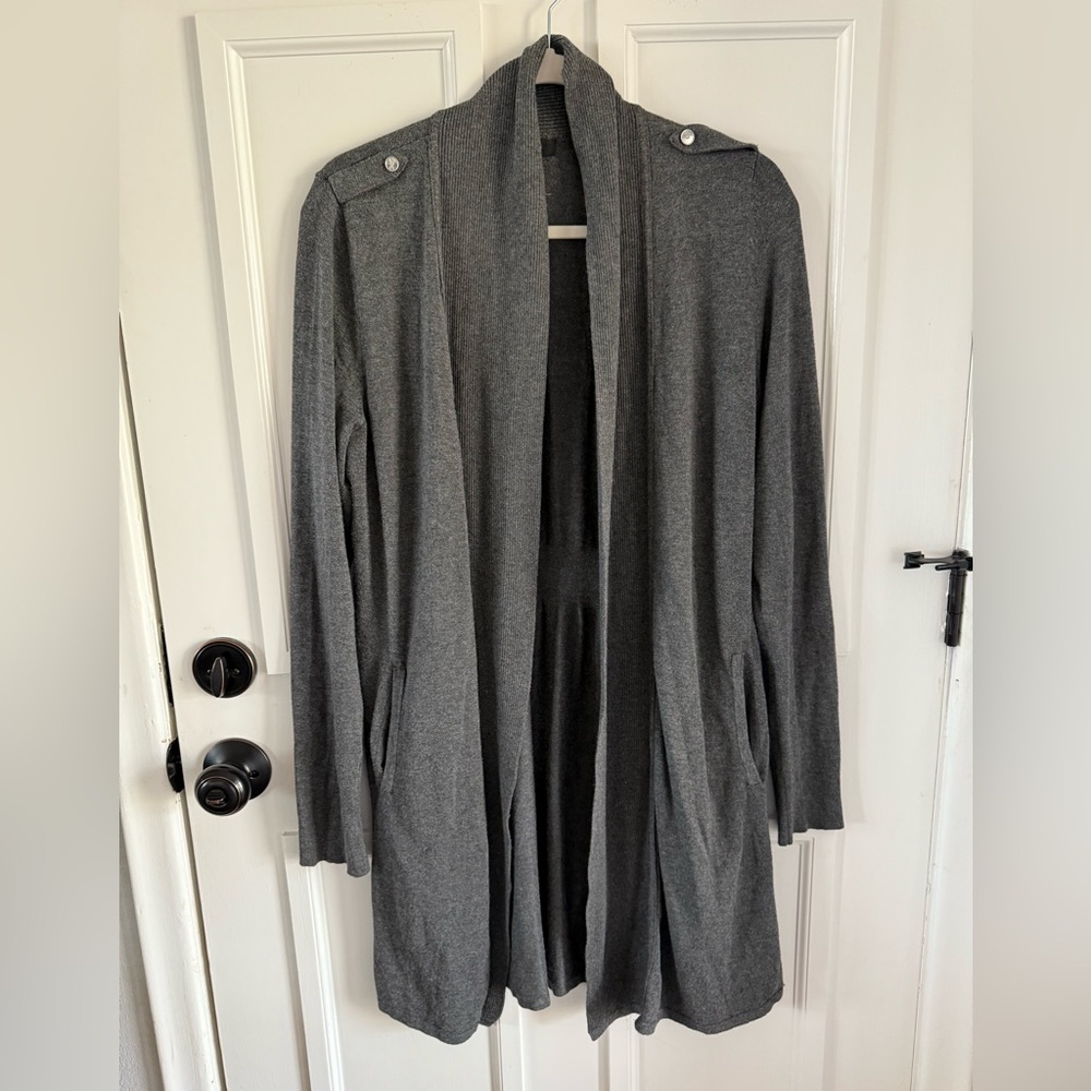 White House Black Market Gray Cardigan Sweater